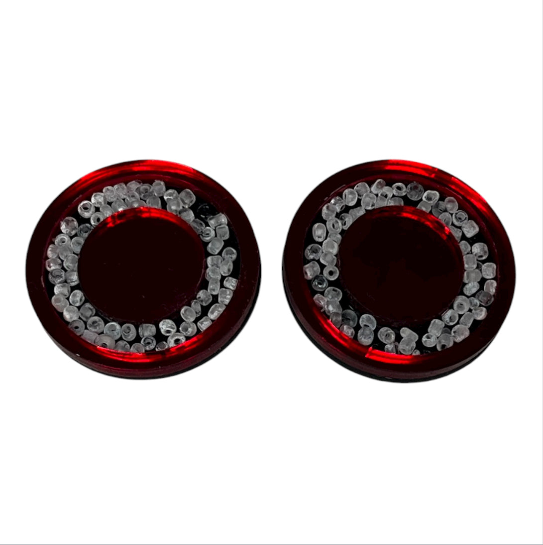 Red Crystal Circle Pendientes