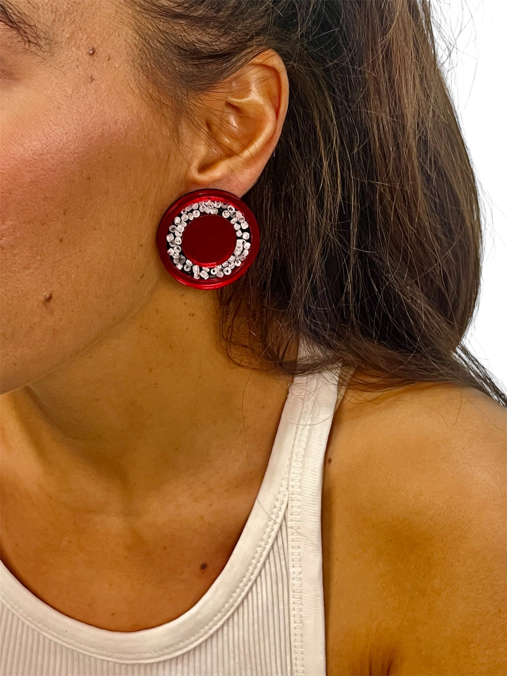Red Crystal Circle Pendientes - modelo